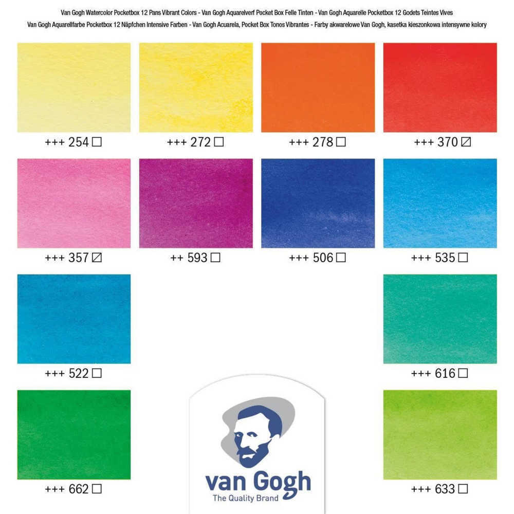 Van Gogh Watercolor Vibrant Colours Set of 12 Pans