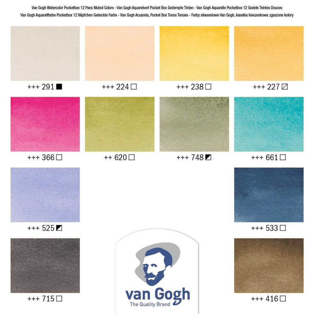 Van Gogh Watercolour Muted Colours Set of 12 Half Pans