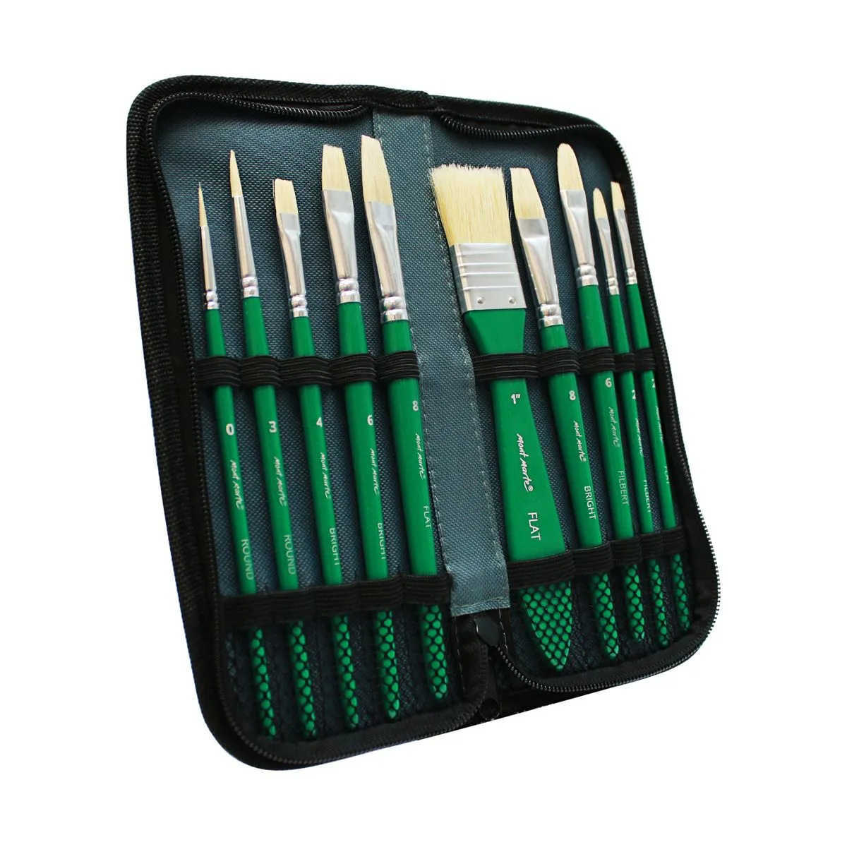 Mont Marte Hog Bristle Brush Set in Wallet 11pce - Oil
