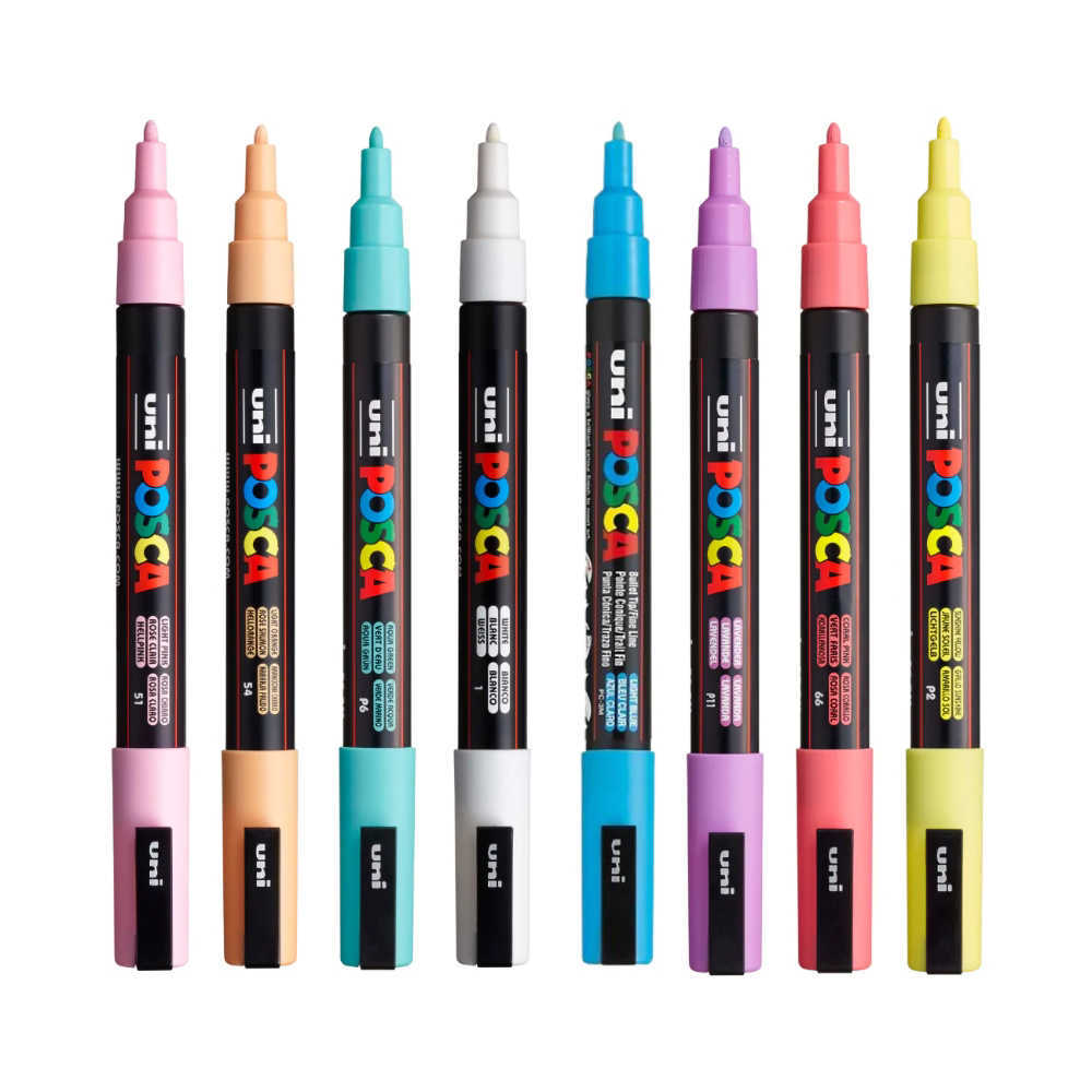 Uni POSCA Marker Pen PC-3M Fine Set of 8 Pastels