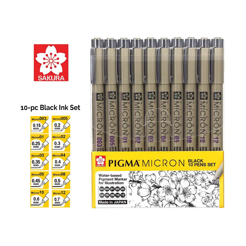 Sakura Pigma Micron Set Black 10pk