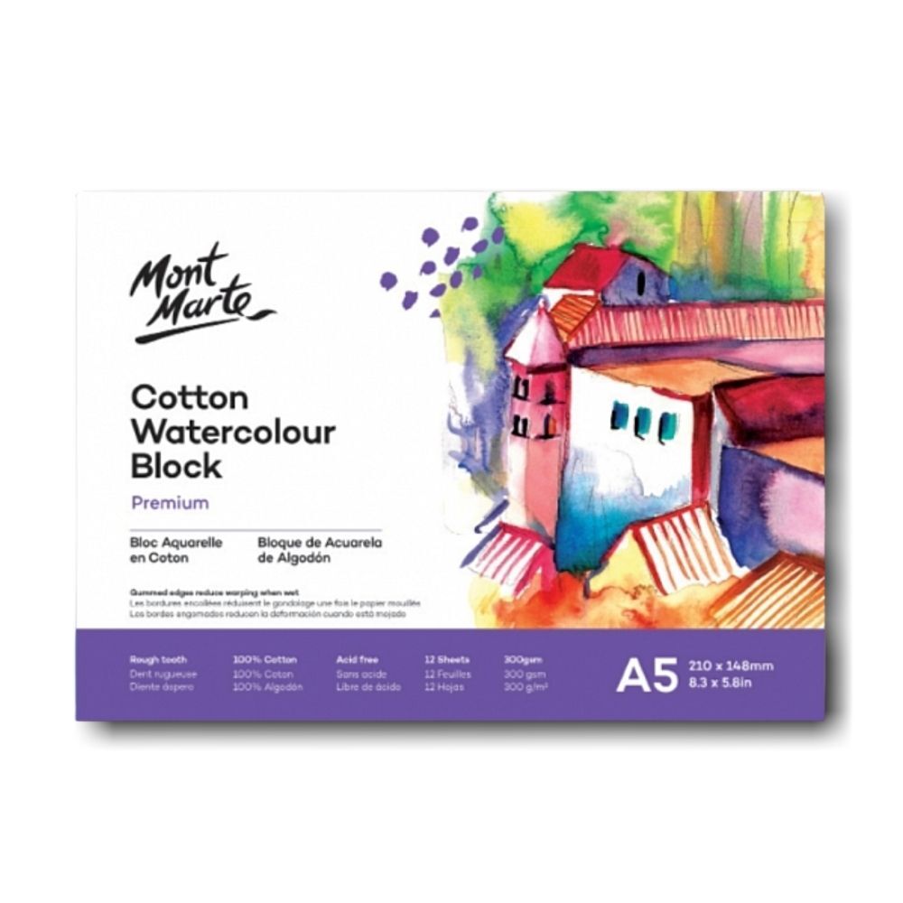 Mont Marte Cotton Watercolour Paper Block 300gsm