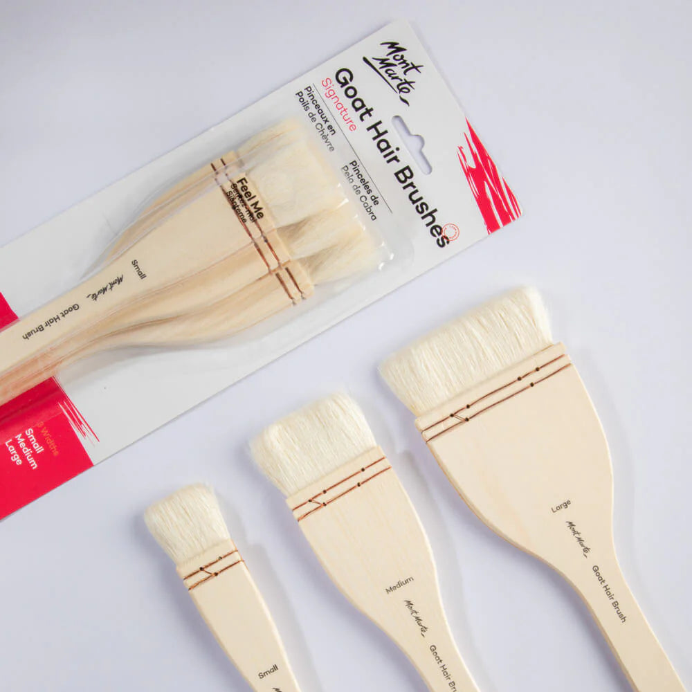 Mont Marte Studio Goat Hair Hake Brush Set 3pce