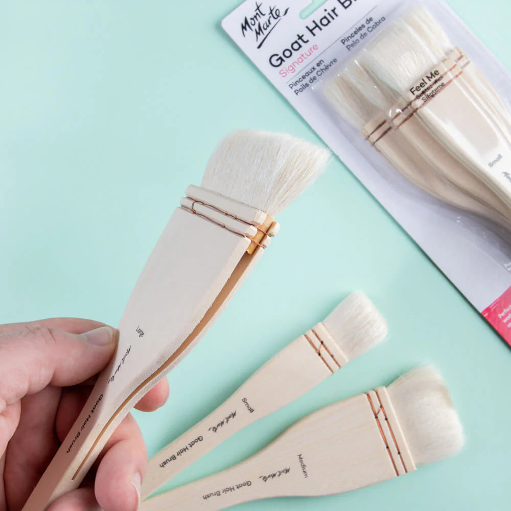 Mont Marte Studio Goat Hair Hake Brush Set 3pce