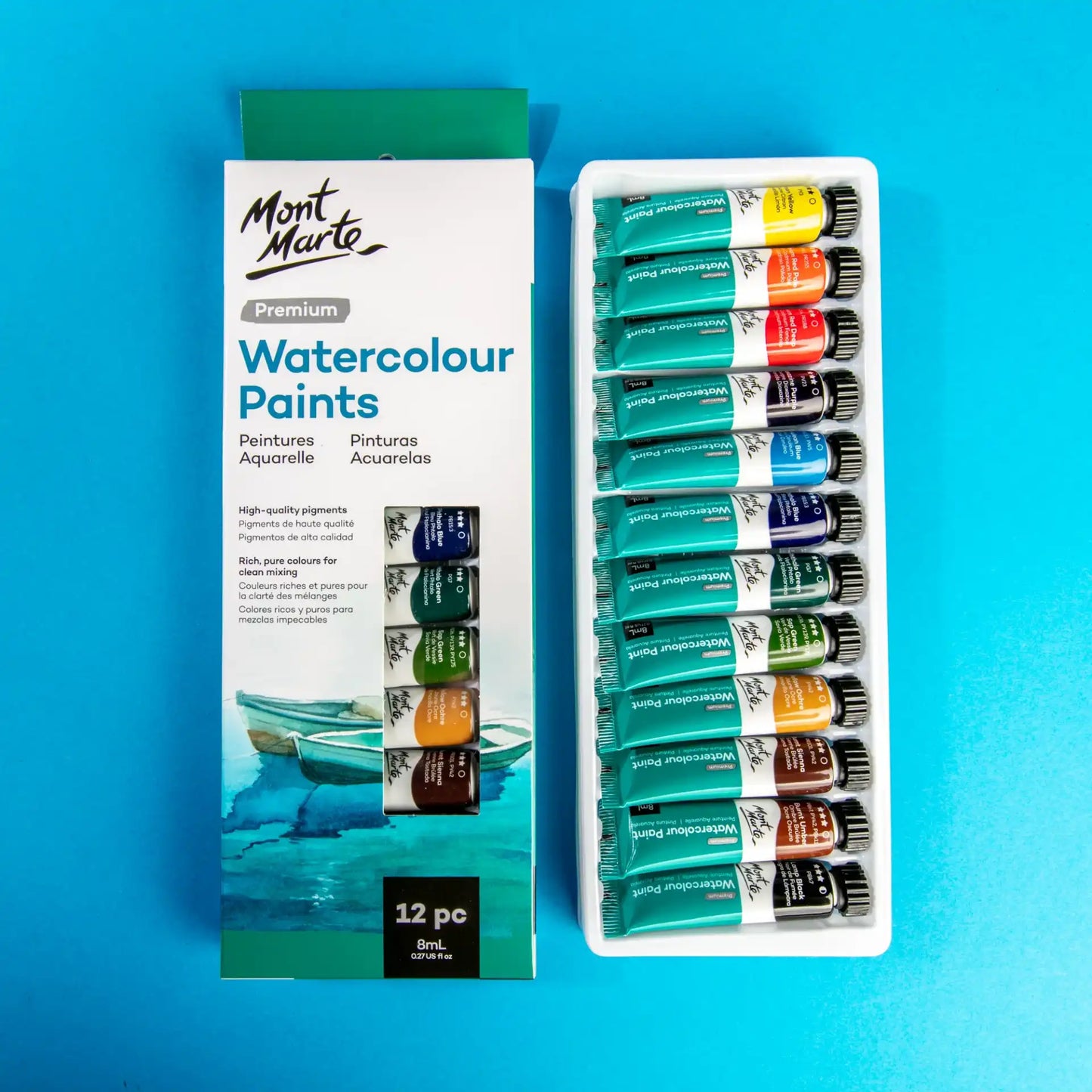 Mont Marte Premium Watercolour Paint Tubes 12pk
