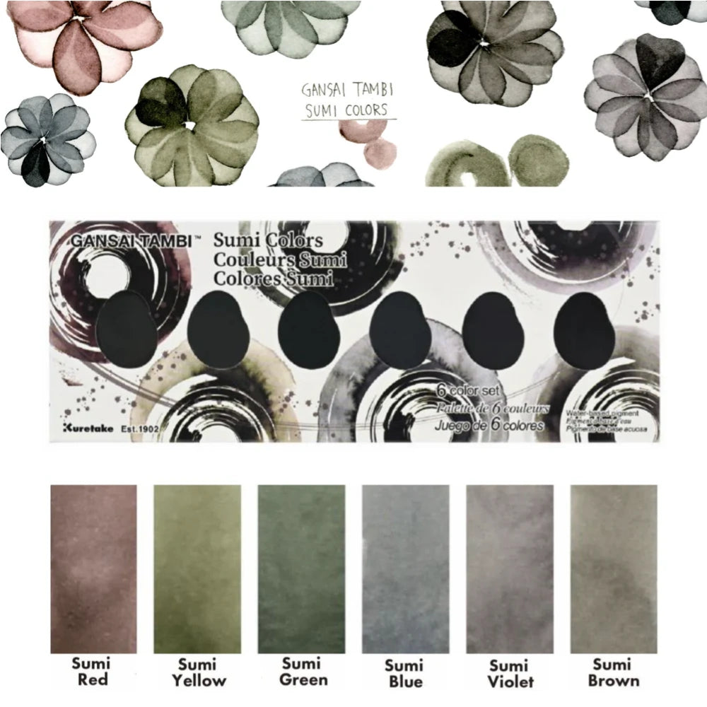 Kuretake Gansai Tambi Watercolour Palette - Sumi Colours
