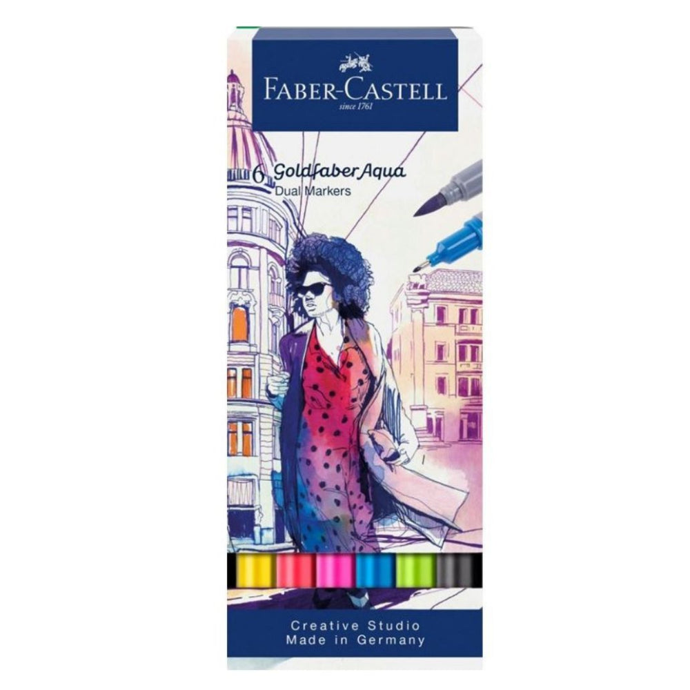 Faber Castell Goldfaber Aqua Dual Marker - Assorted 6pk