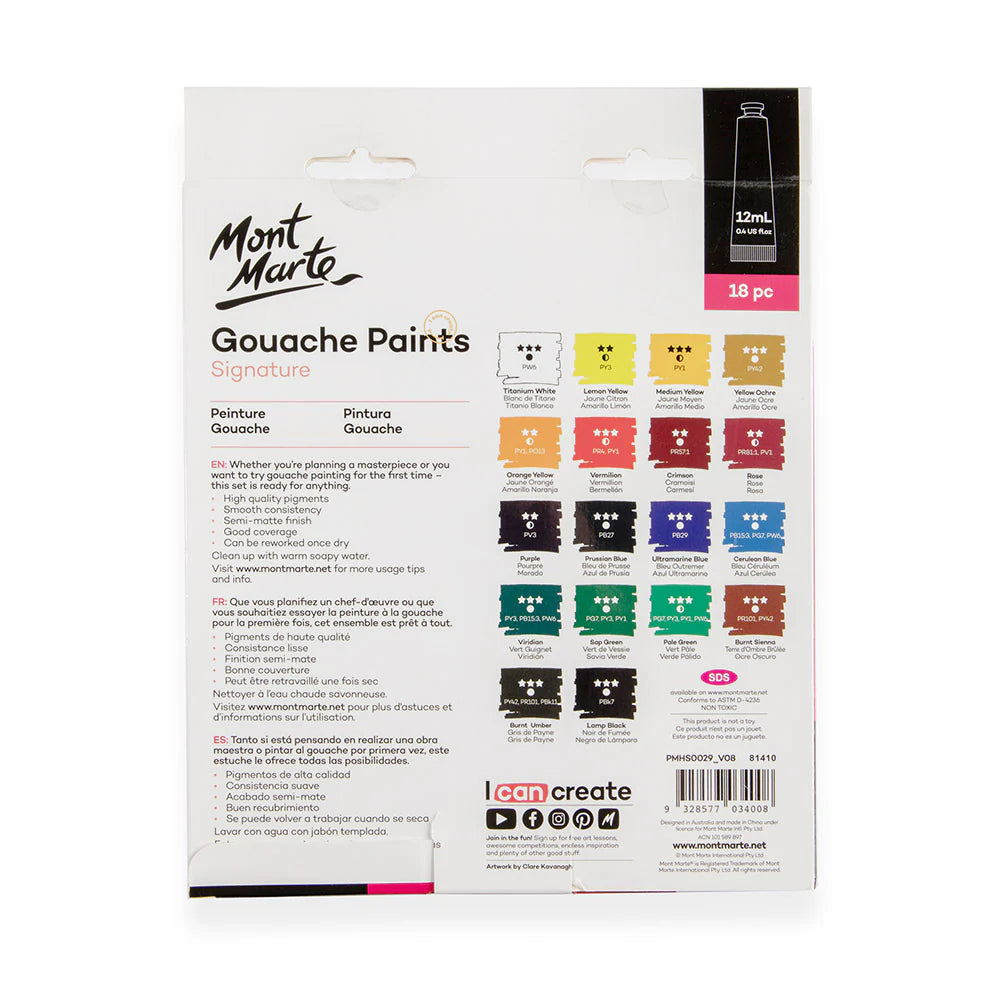 Mont Marte Signature Gouache Paints 18pce
