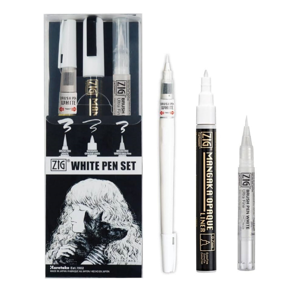 Kuretake ZIG White Pen Set 3pk