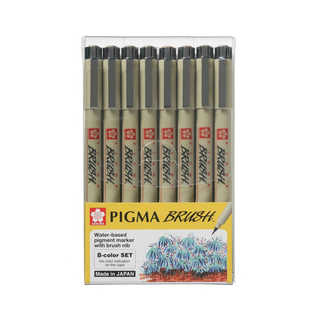 Sakura Pigma Micron Brush Pen Coloured 8pk