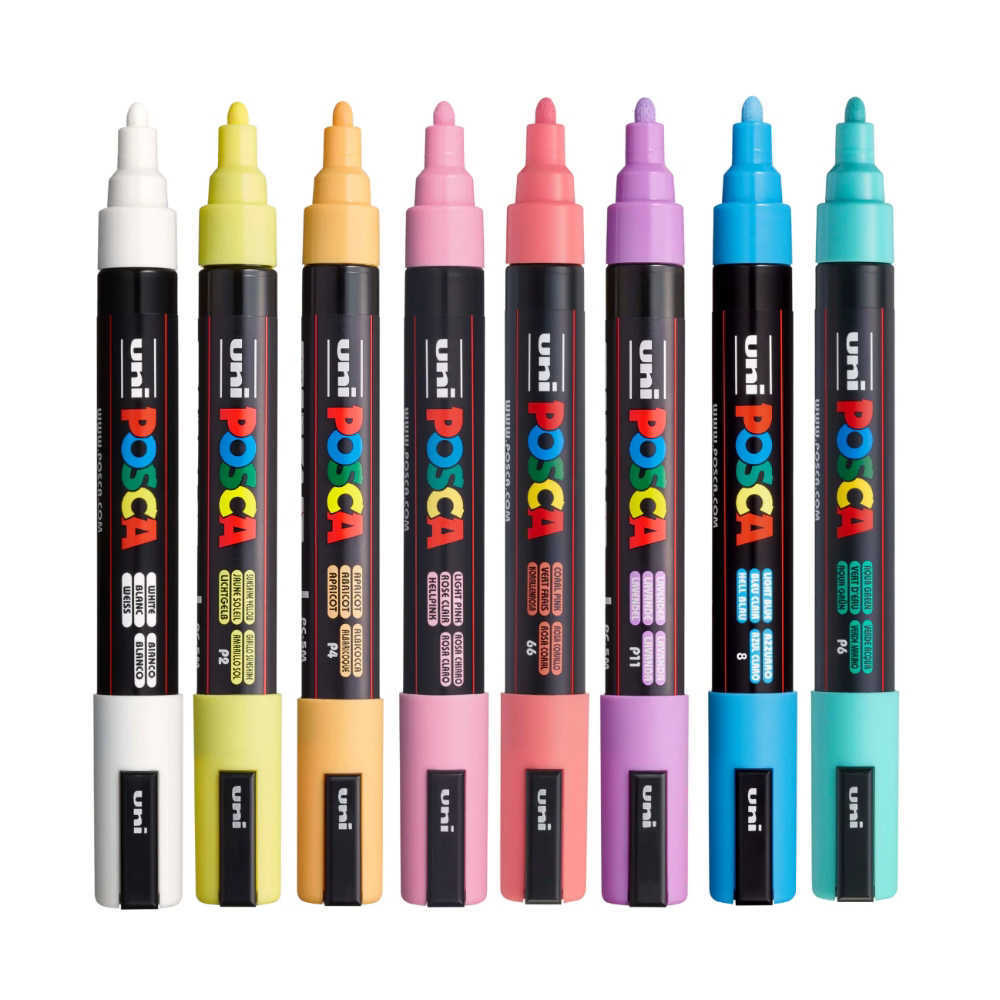 Uni POSCA Marker Pen PC-5M Pastel Set of 8