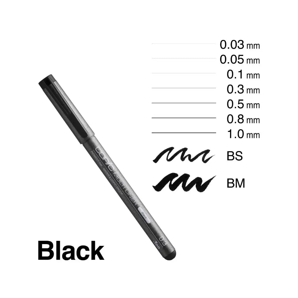 Copic Multiliner Pen Set 9Pk-  Black