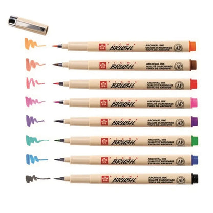 Sakura Pigma Micron Brush Pen Coloured 8pk