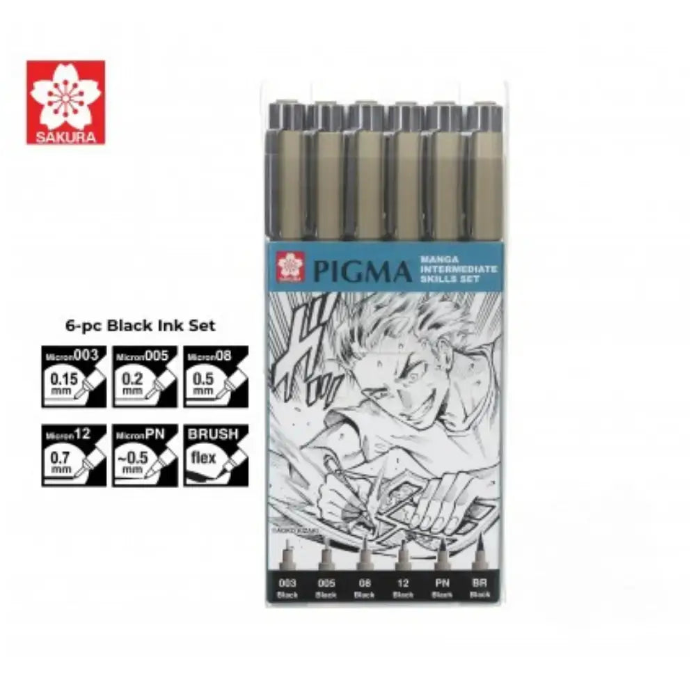 Sakura Pigma Micron Manga Intermediate Set 6pk