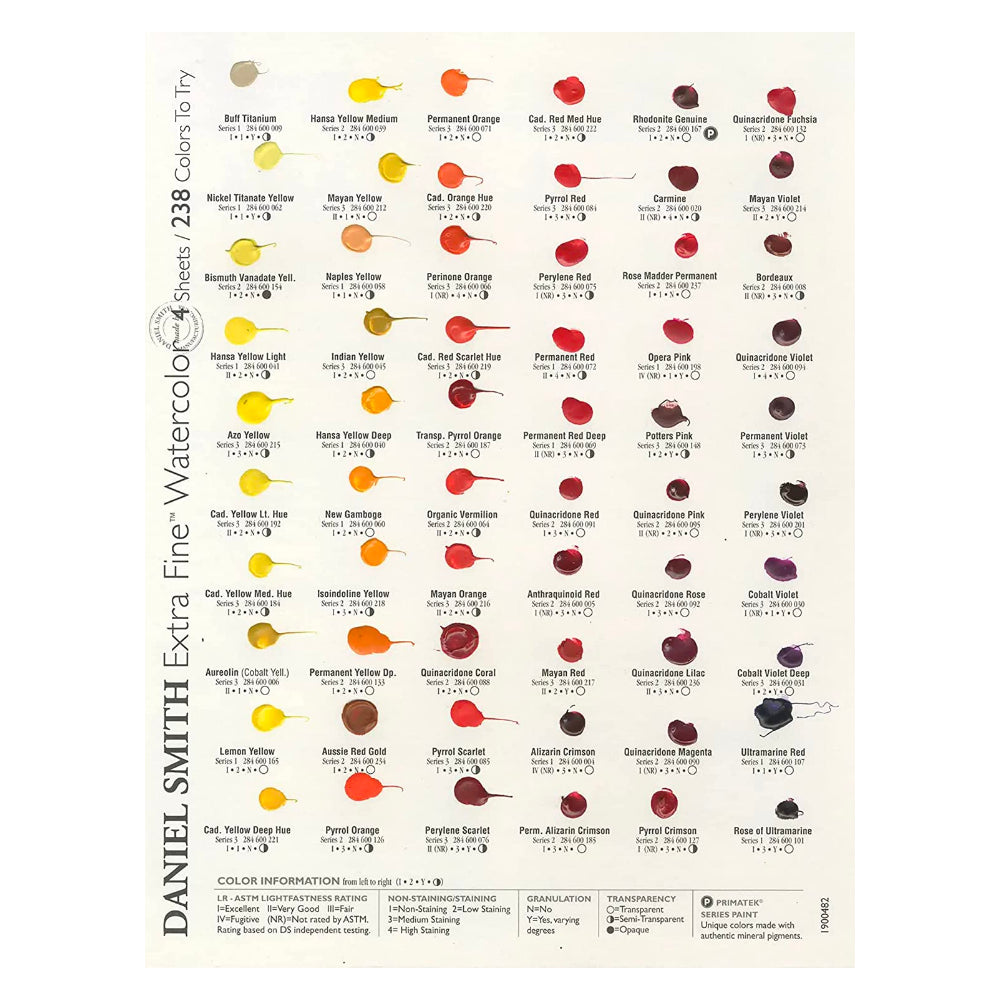Daniel Smith  Watercolour Dot Card 238 Colours