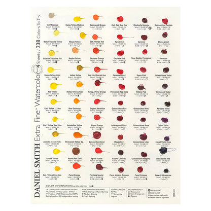 Daniel Smith  Watercolour Dot Card 238 Colours