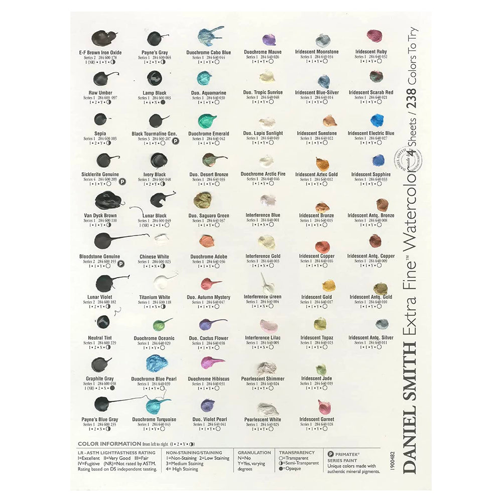 Daniel Smith  Watercolour Dot Card 238 Colours
