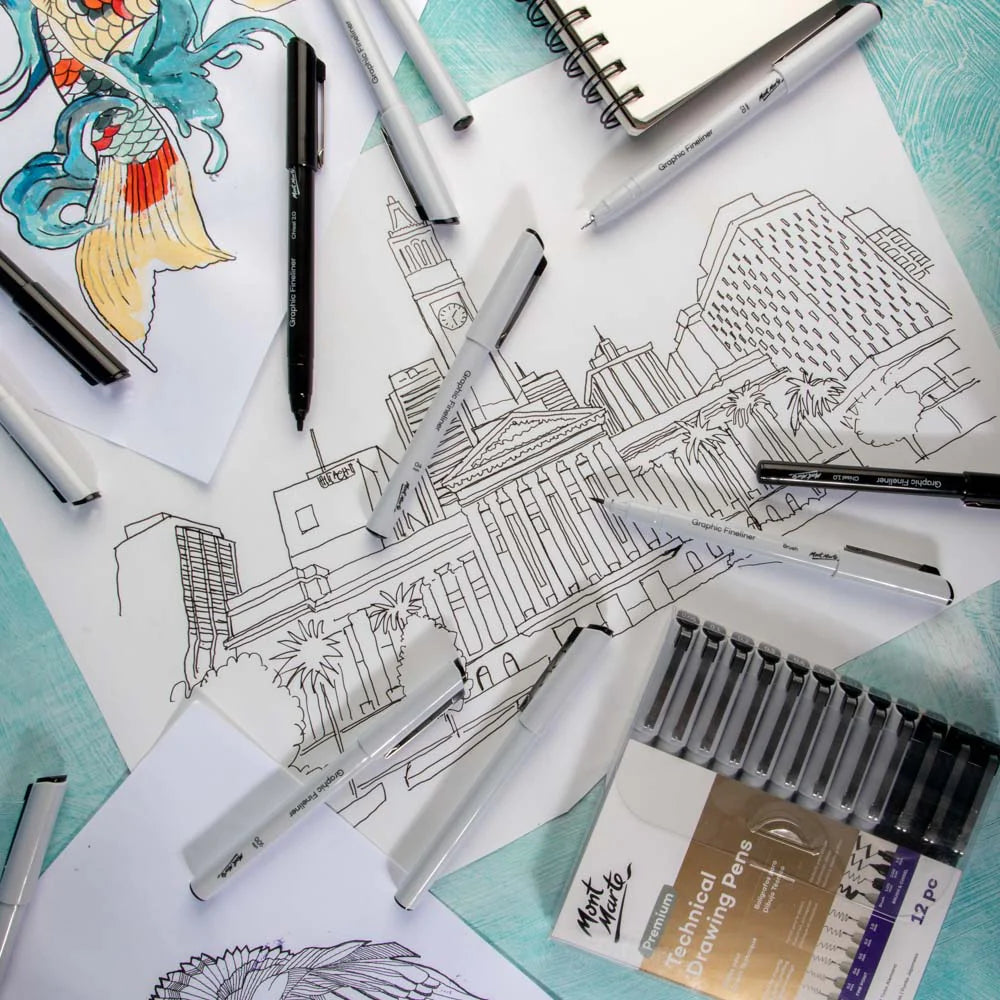 Mont Marte Technical Drawing Pens 12pk