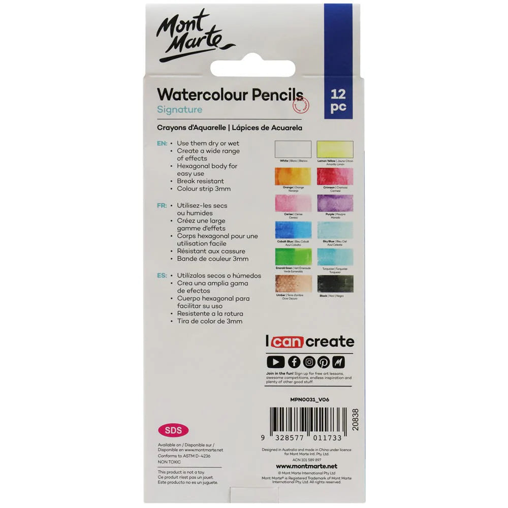 Mont Marte Signature Watercolour Pencils 12pce