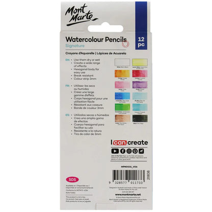 Mont Marte Signature Watercolour Pencils 12pce
