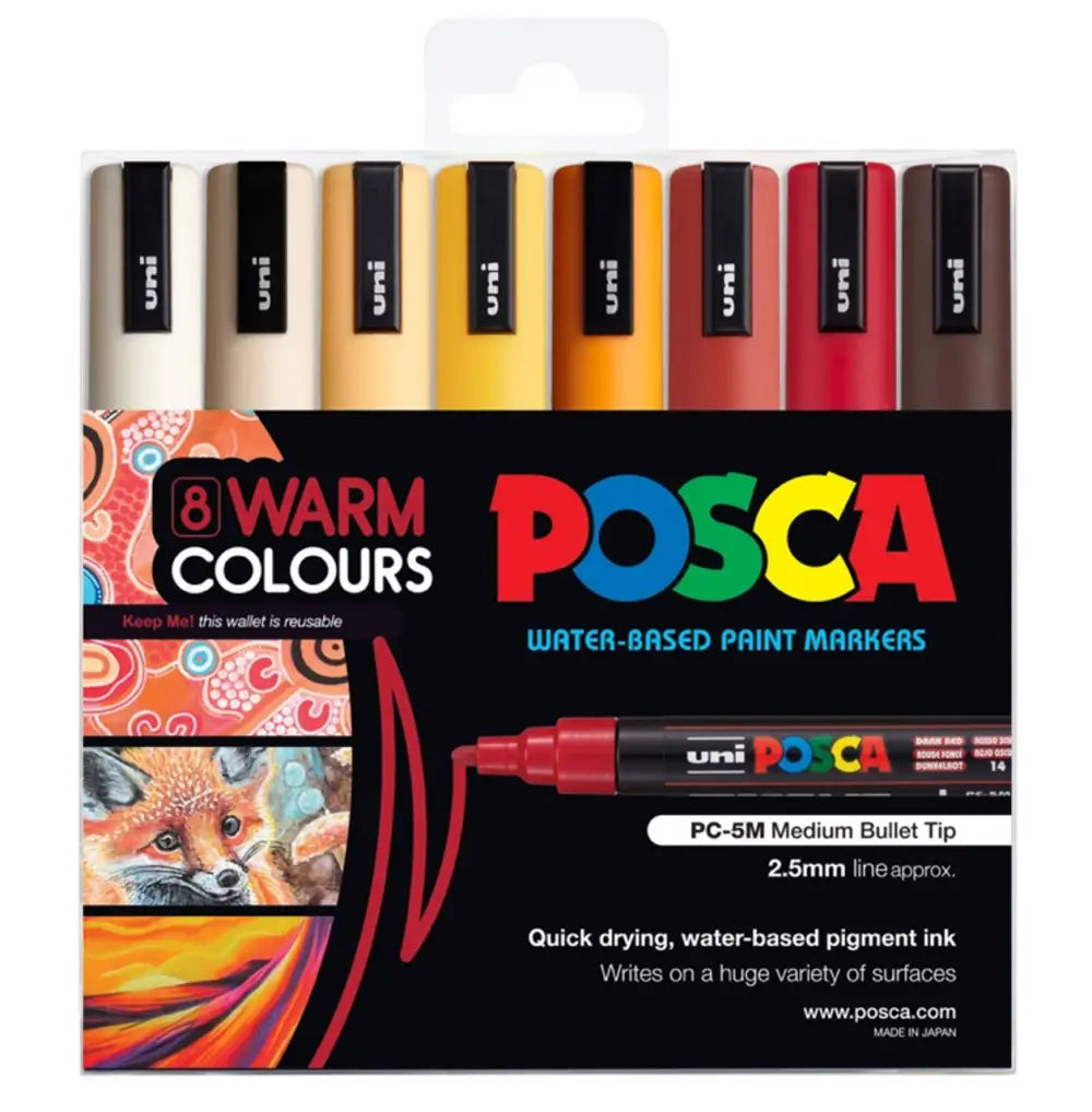 Posca Pen Shell Uni Posca Paint Pen PC-5M 8 Warm Set – Art to Art