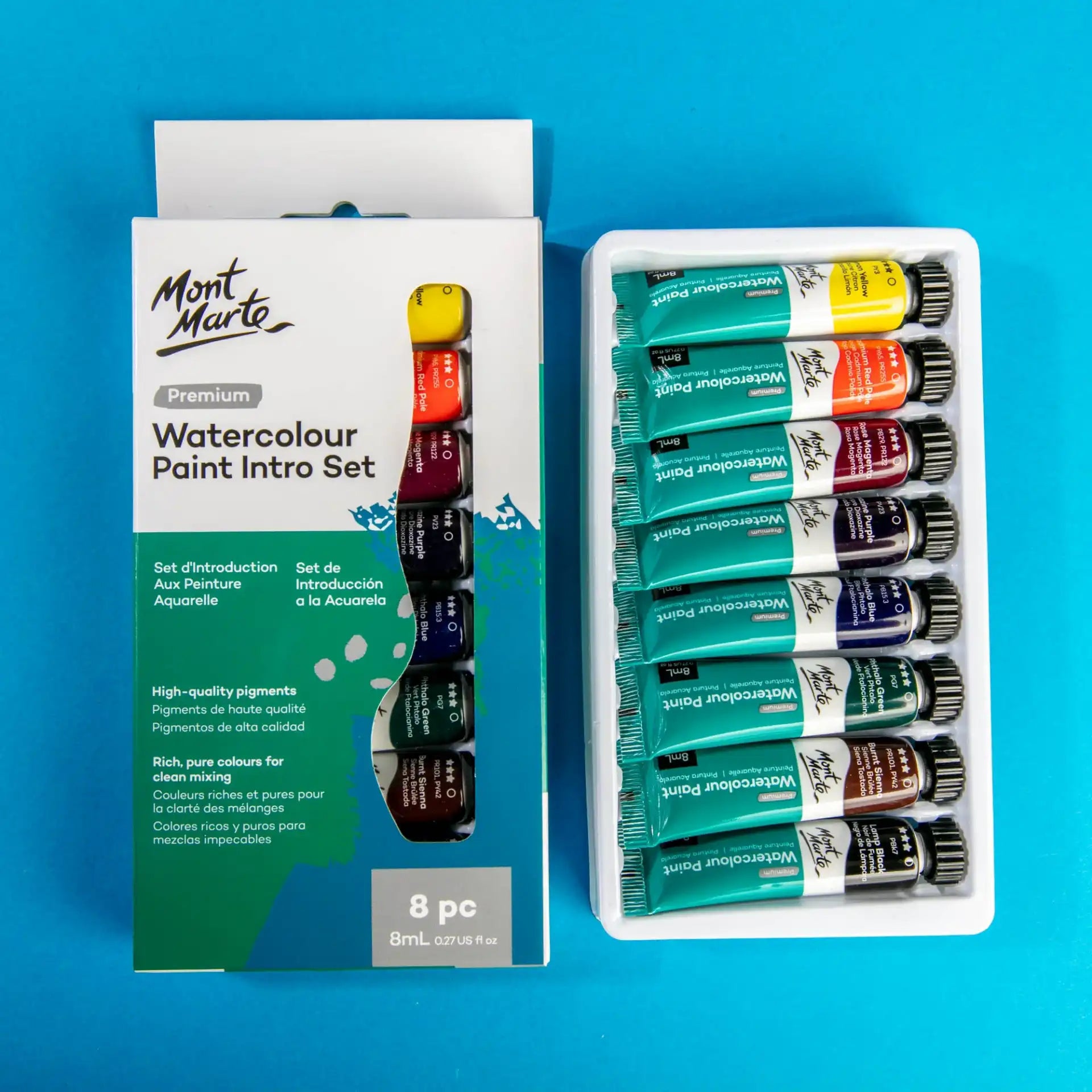 Mont Marte Premium Watercolour Paint Tubes 8pk 