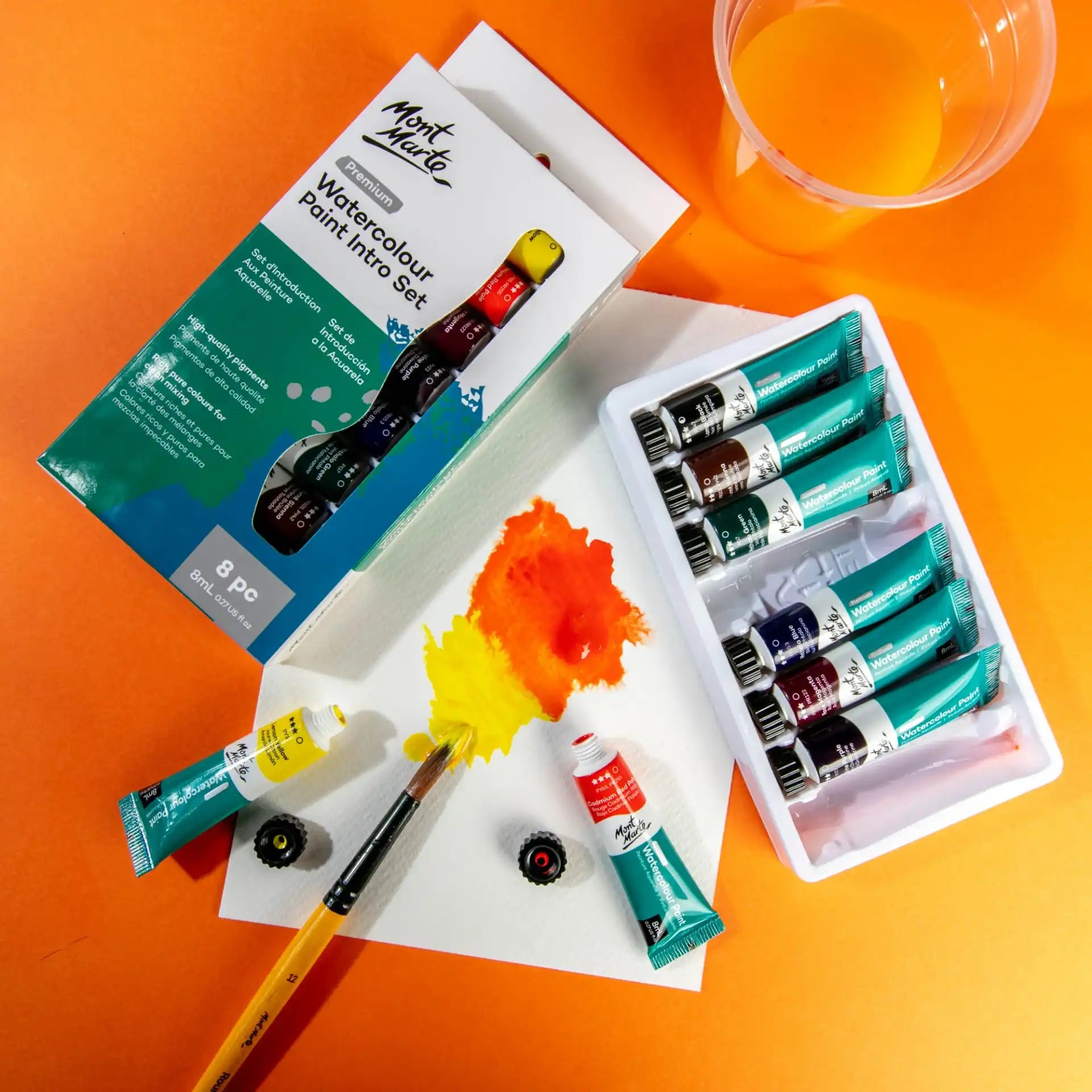 Mont Marte Premium Watercolour Paint Tubes 8pk 