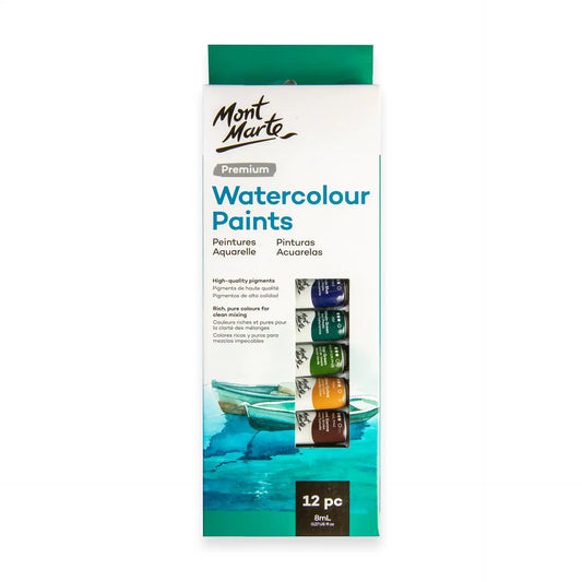 Mont Marte Premium Watercolour Paint Tubes 12pk 