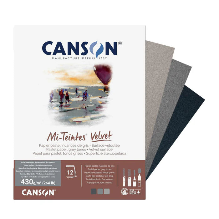 Canson Mi-Teintes Velvet Pad - Grey Tones