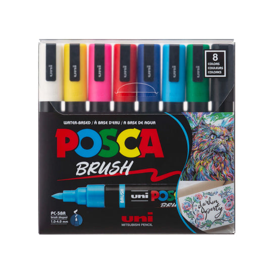 Uni POSCA Marker Pen PC-BR Brush Marker 8pk