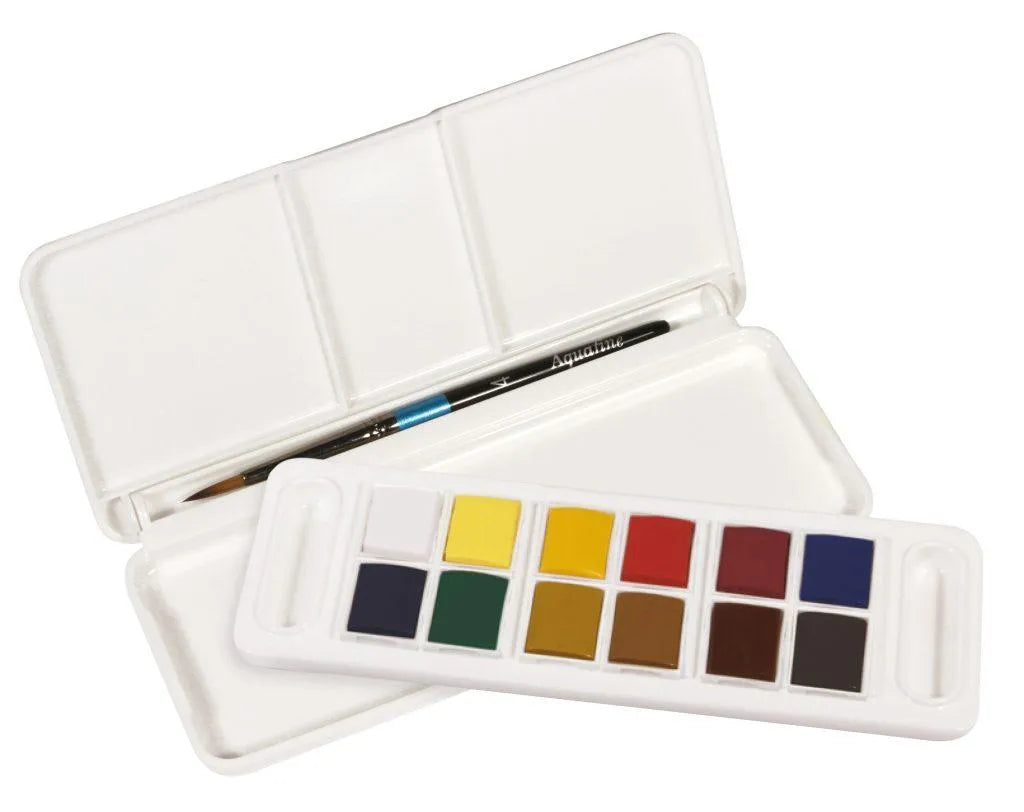 Daler Rowney Aquafine Watercolour 12 Half Pan Travel Tin