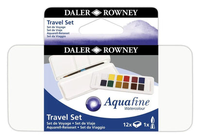 Daler Rowney Aquafine Watercolour 12 Half Pan Travel Tin