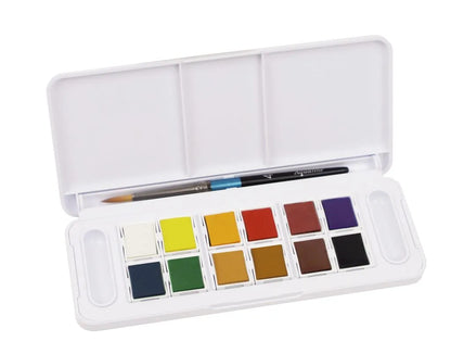 Daler Rowney Aquafine Watercolour 12 Half Pan Travel Tin