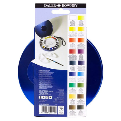 Daler Rowney Aquafine Watercolour 18 Half Pan Travel Tin