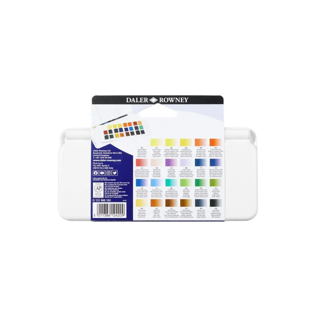 Daler Rowney Aquafine Watercolour 24 Half Pan Set