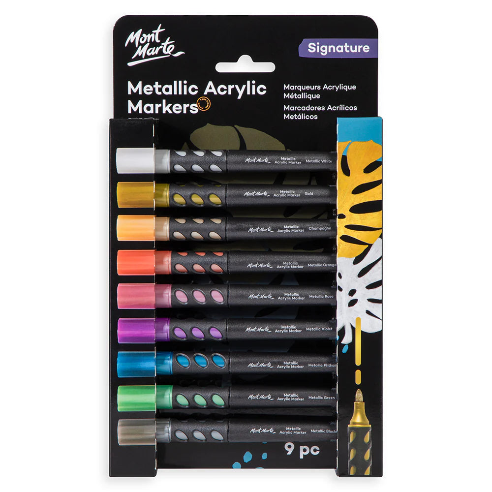 Mont Marte Acrylic Paint Markers Metallic 9pk