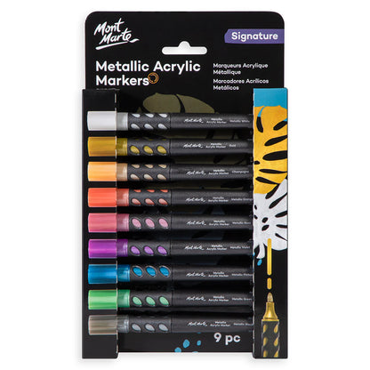 Mont Marte Acrylic Paint Markers Metallic 9pk