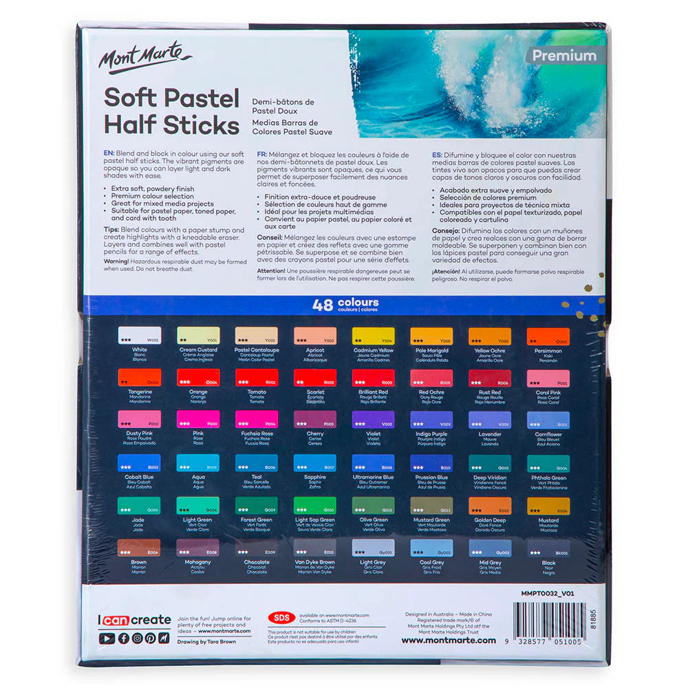 Mont Marte Soft Pastel Half Sticks 48pk