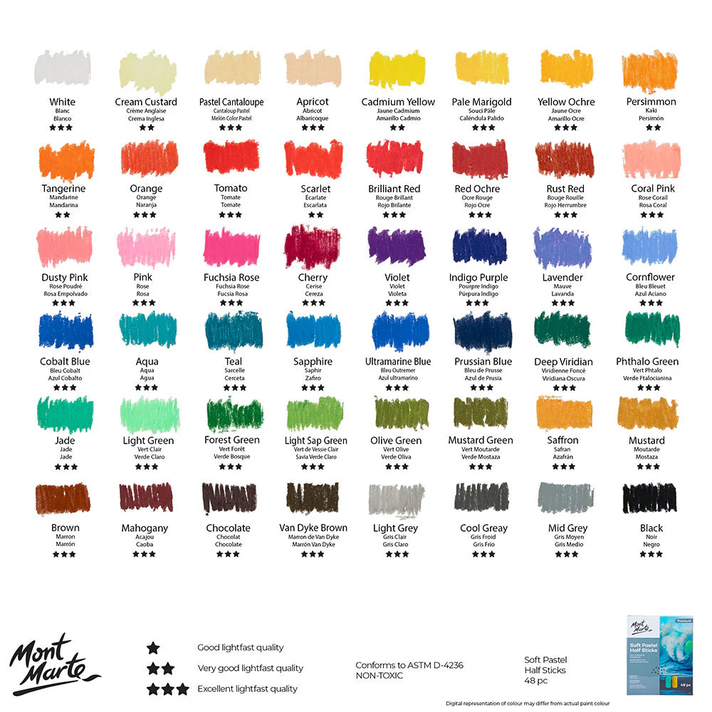 Mont Marte Soft Pastel Half Sticks 48pk