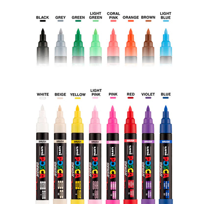Uni POSCA Marker Pen PC-BR Brush Marker 16pk