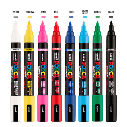 Uni POSCA Marker Pen PC-BR Brush Marker 8pk