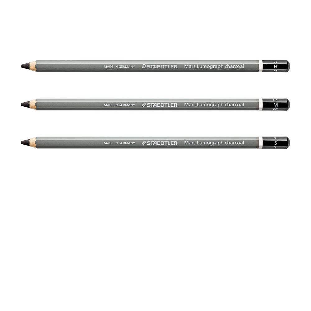 Staedtler Mars Lumograph Charcoal Pencils 3 Pack