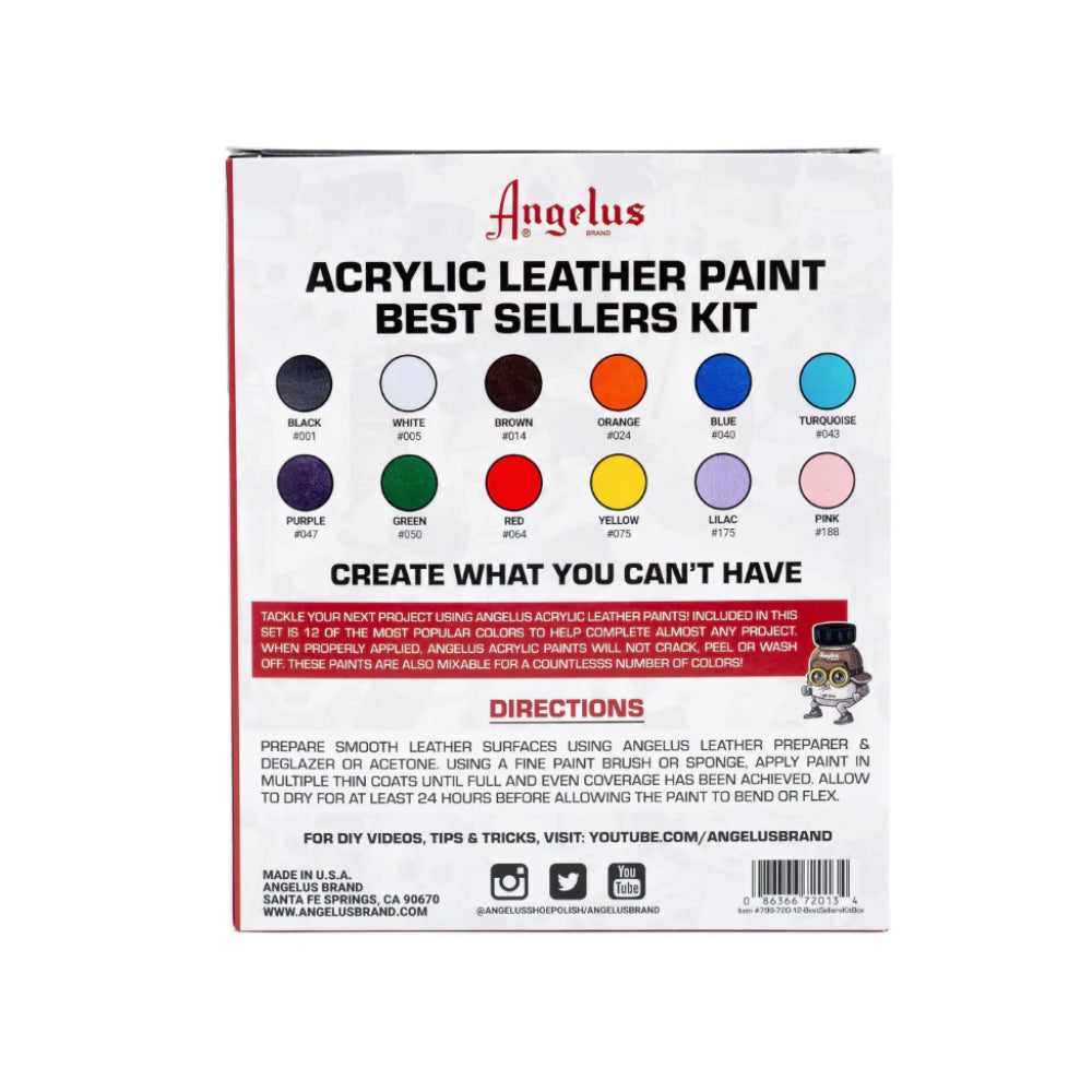 Angelus Best Seller Acrylic Paint Kit Box 12 Colours