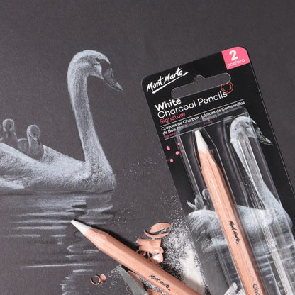 Mont Marte White Charcoal Pencils Lge Hex 2pk