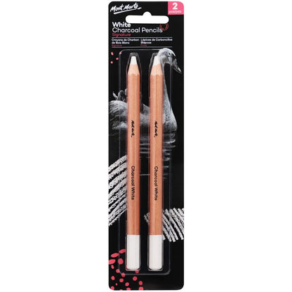 Mont Marte White Charcoal Pencils Lge Hex 2pk
