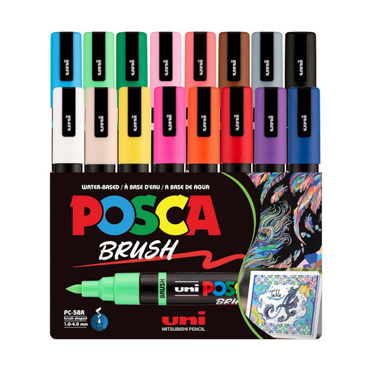 Uni POSCA Marker Pen PC-BR Brush Marker 16pk