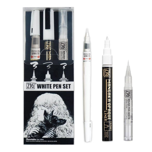 Kuretake ZIG White Pen Set 3pk