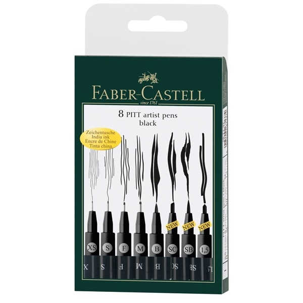 Picture of Faber Castell Pitt Pen 8pk Black