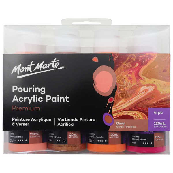 Picture of Mont Marte Pouring Acrylic Paint 120ml 4pc Set Coral