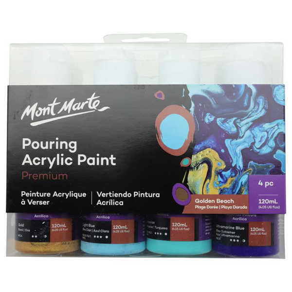 Picture of Mont Marte Pouring Acrylic Paint 120ml 4pc Set Golden Beach